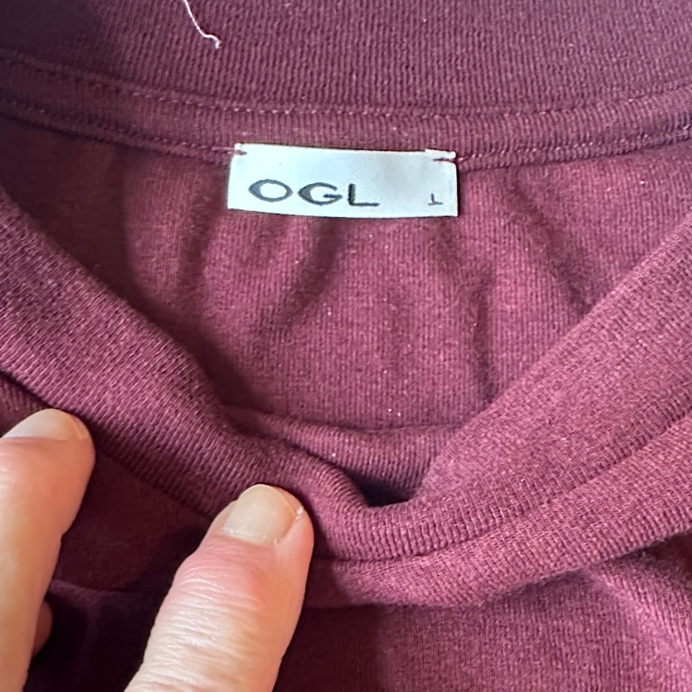 Casual Going Out Women's Long Sleeve Crewneck Tucked Top - Ruby Berry - Picture 6 of 9